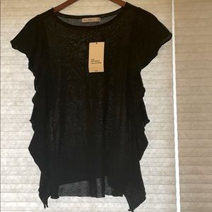 Zara knit short sleeve ruffle sweater sz S NWT